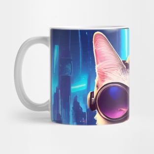 Cool Japanese Techno Cat In Japan Neon City Mug